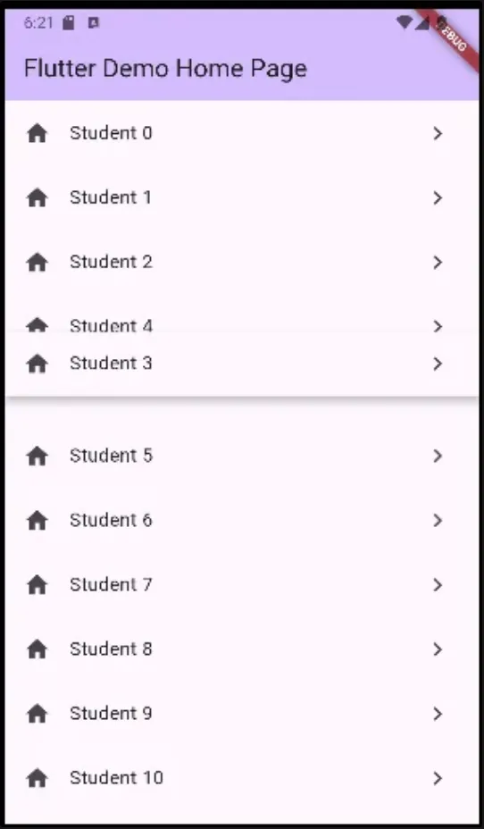 Flutter Key를 사용한 위젯 순서 변경 화면 1