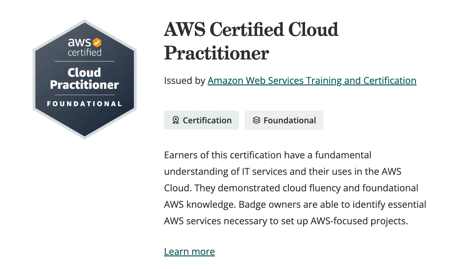 AWS Certified Cloud Practitioner 디지털 배지